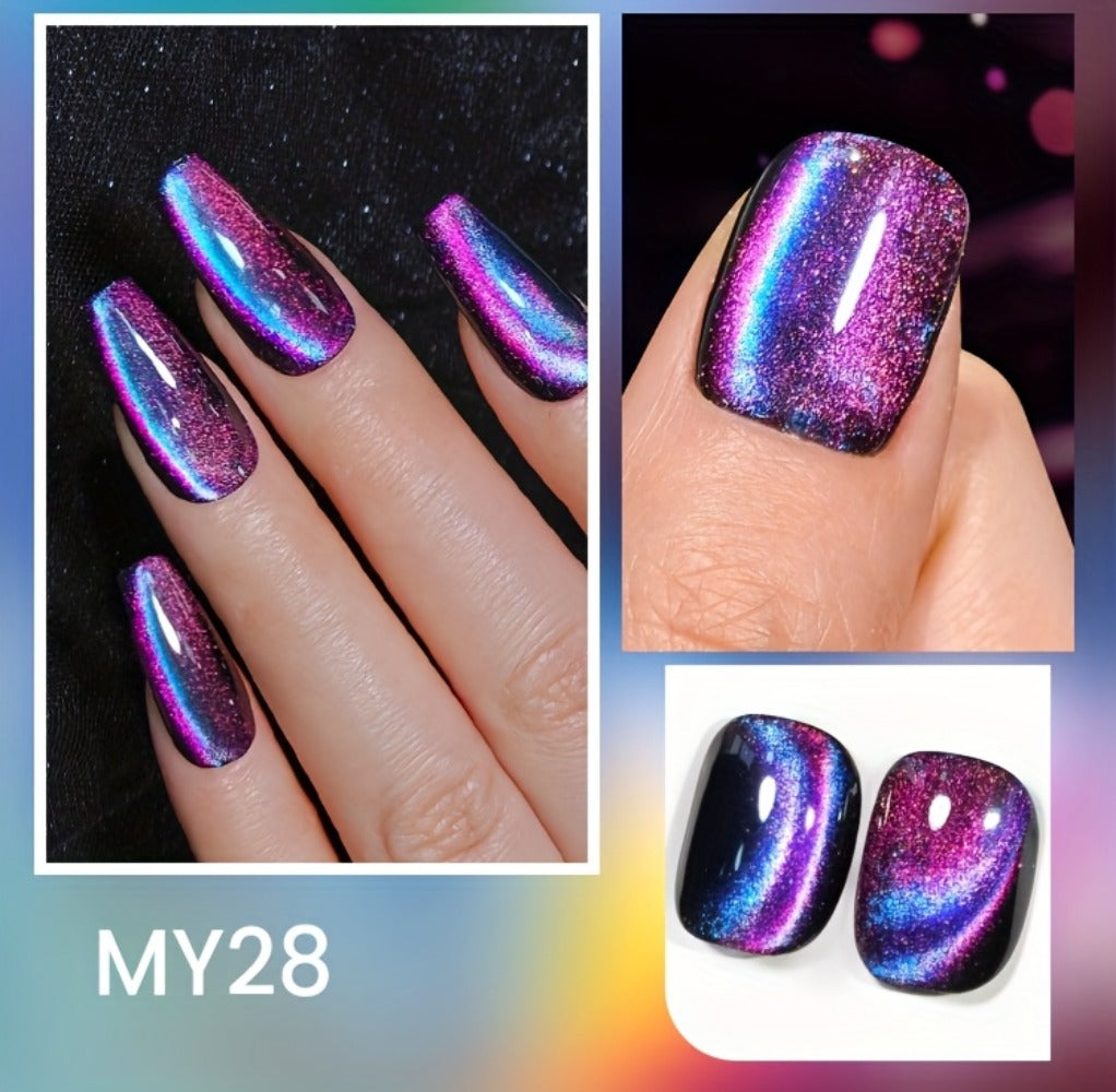 Gel Nail Polish 6-Color 9D Polaris Magnetic Set with Six 10ml Glass-Water-Light Shades for Nail Art — image 16