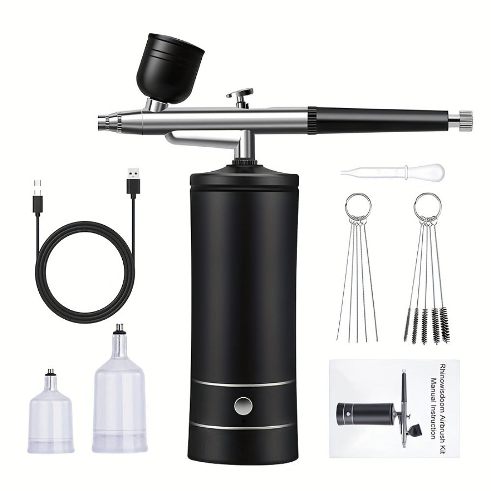 Rechargeable Airbrush and Compressor Kit with Black or Pink Two-Speed Pump, Two Paint Pots and Cleaning Brushes — image 1