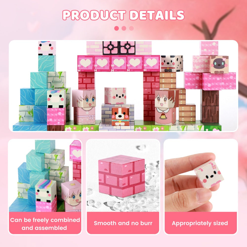 Pink Forest Park Magnetic Building Blocks 100 Piece STEM Set with the Listed Color, Size or Set Options for Everyday Use — im