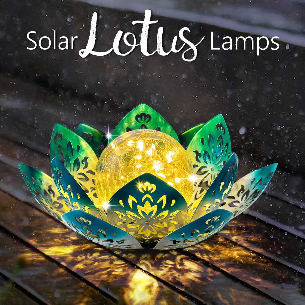 Solar Garden Light Lotus Flower with Cracked Glass Globe, IPX4 Rating and Three Color Options — image 14