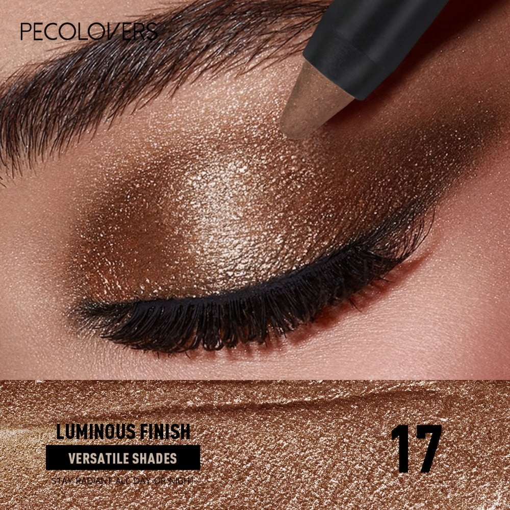 Shimmer Glitter Eyeshadow Stick Set 6 Pcs Dual-Tipped Eye Pencil with Blending Brush Creamy, for Makeup, Travel and Everyday 
