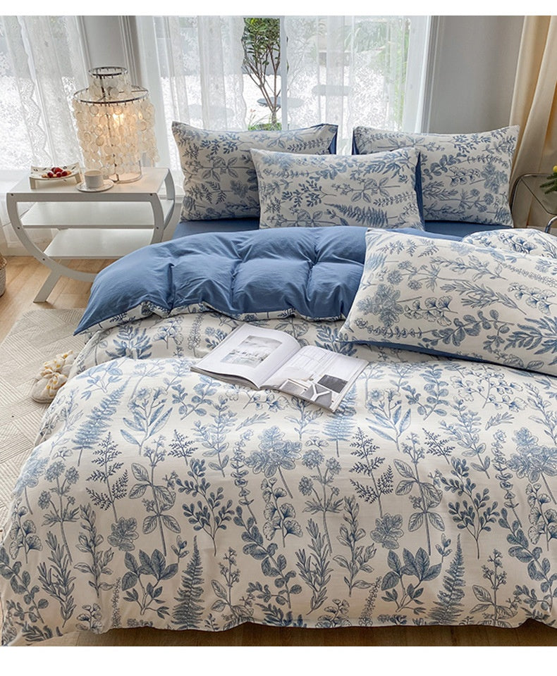 Soft Pastoral Style Double-layer Yarn Four-piece Bedding Set