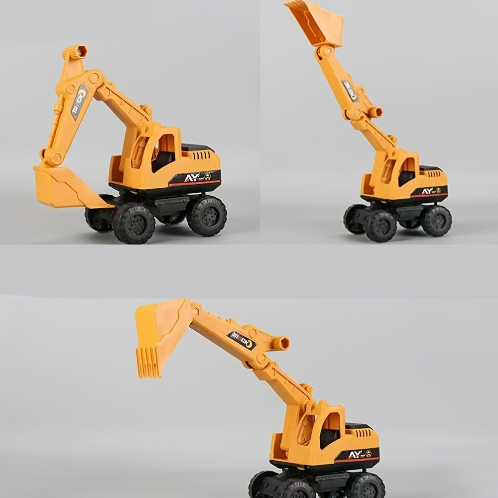 Construction Vehicle Toy Set for Kids, 4PCS Large Shatterproof Excavator, Mixer, Dump Truck & Bulldozer Engineering Cars — im