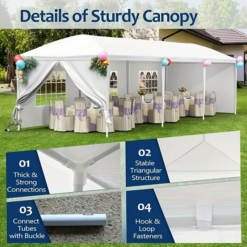 10x30ft Party Tent with Eight Removable Window Sidewalls in Pink, Black or White Color Options — image 9