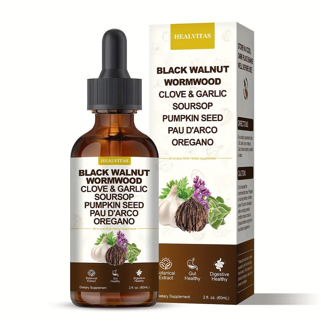 Gut Cleanse Herbal Tincture with Black Walnut Wormwood Berberine Soursop Oregano Garlic for Bath Time, Home Spa and Personal 