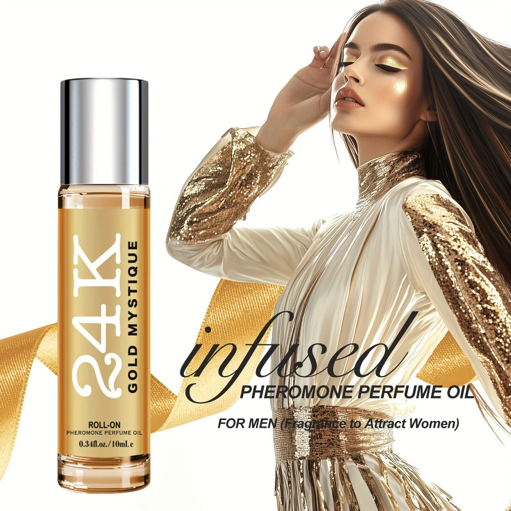 Men's Cologne 24K Infused Roll-On Perfume Oil, 0.34 Fl Oz Gold-Tone Travel Bottle with Fruit & Fresh Selection — image 1