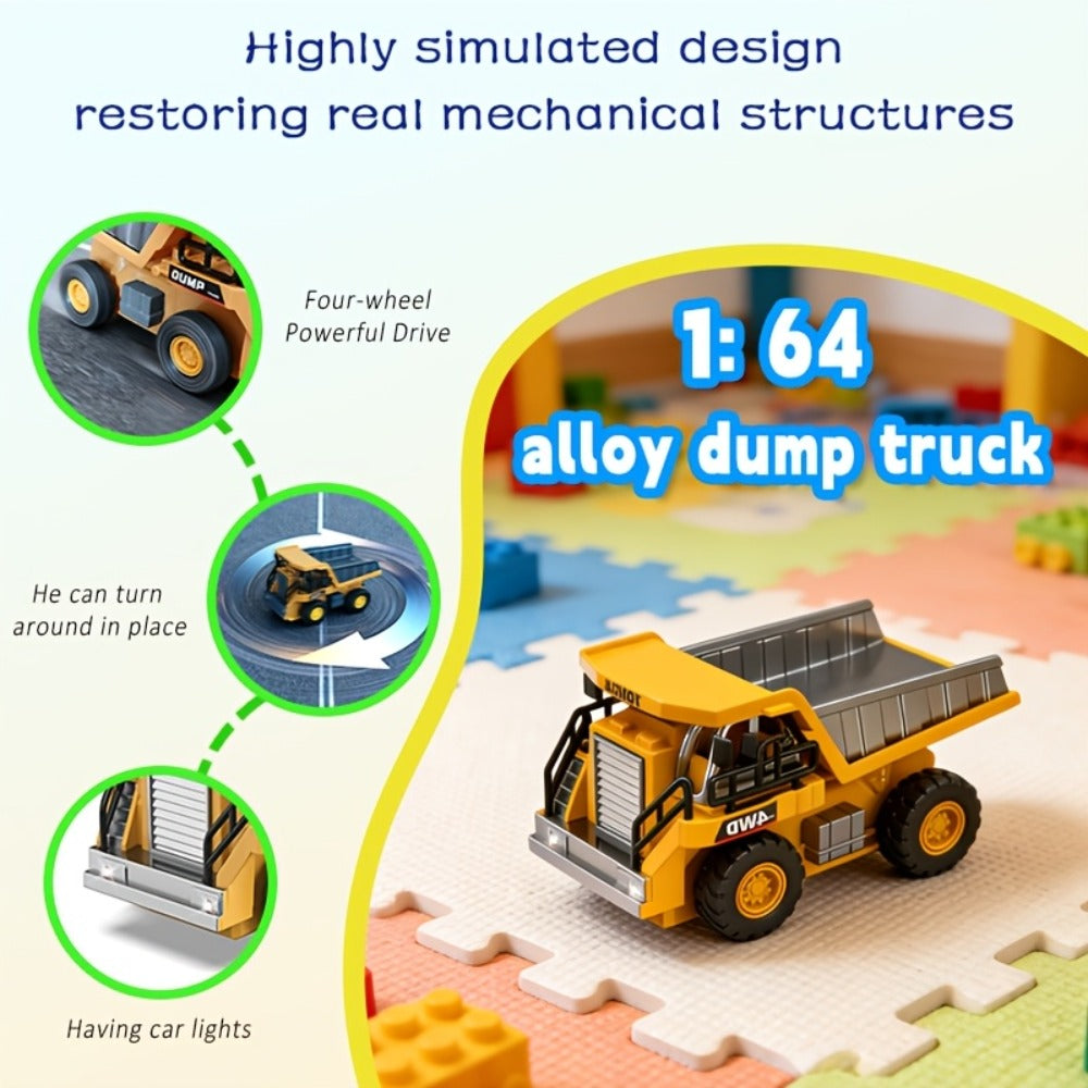 RC Construction Vehicle Toy 2.4GHz Remote Control Excavator Bulldozer Loader with Alloy Metal Cover Lights & Sound Effects — 