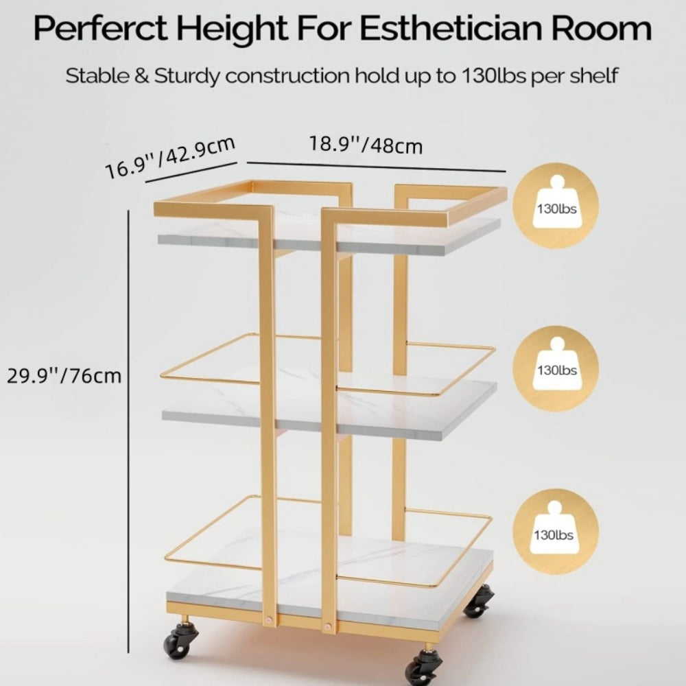 Three-Shelf Rolling Salon Trolley with Side Handles, Locking Casters and Four Color Configurations — image 15