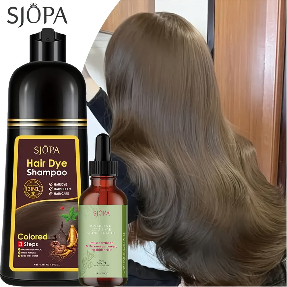 Hair Dye Shampoo, SJOPA 500ml Bottle and Rosemary Hair Oil Set with Seven Color Options for At-Home Color Selection — image 9