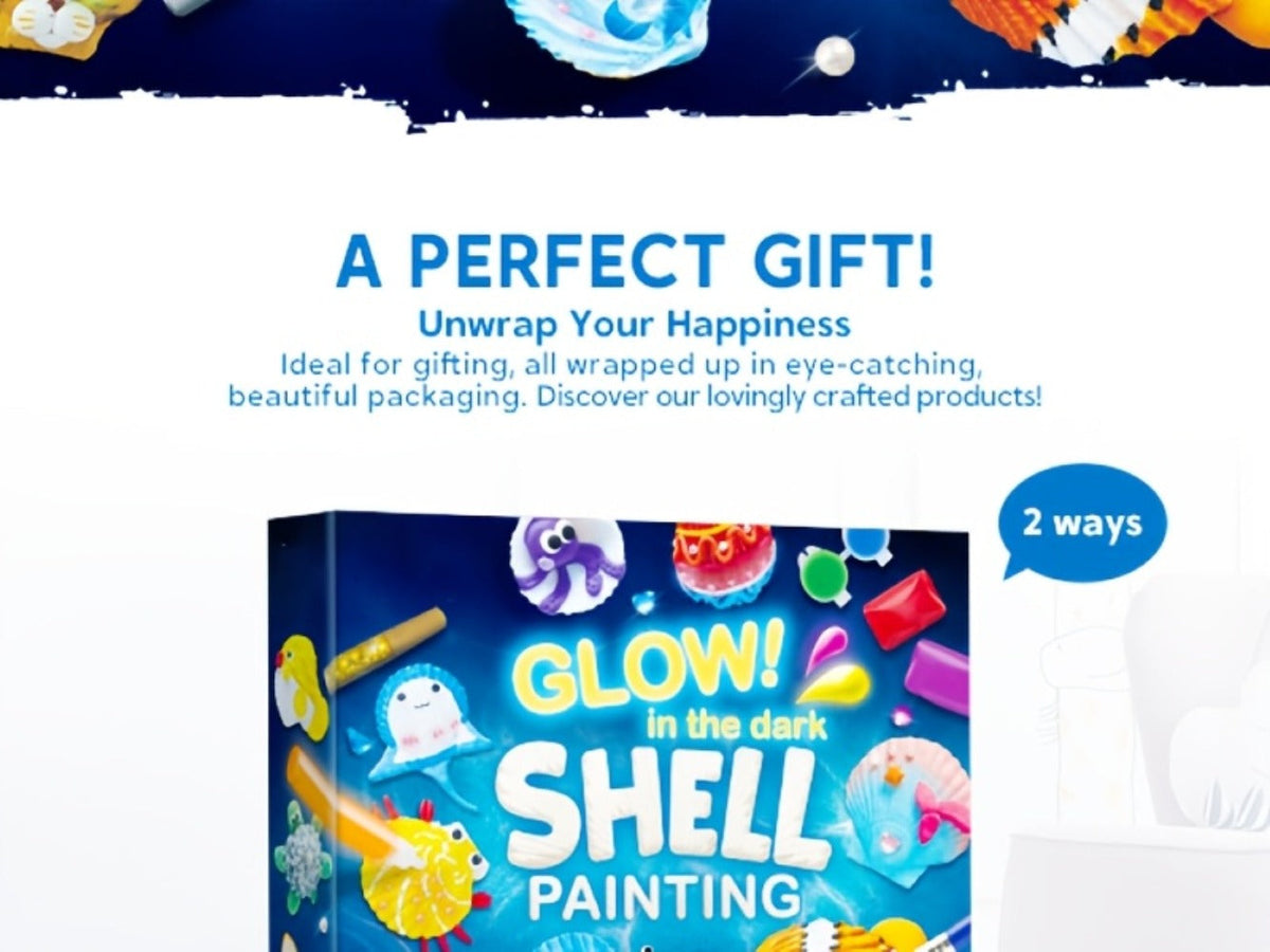 Seashell Painting Craft Kit with 12 Shell Forms, Glow-Labeled Paints, Brushes, Gems and Stickers — image 12