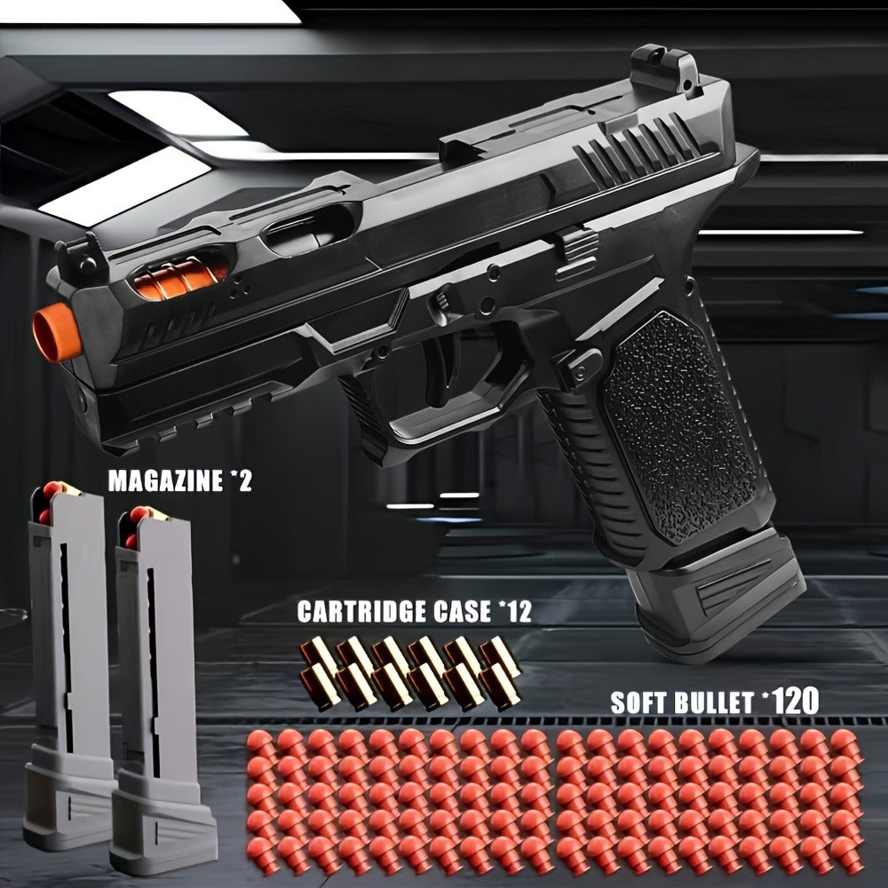 Bullet Toy Gun Pistol with Ejecting Shells & 100 Bullets, Semi- Rapid Fire Foam Blaster for Kids Boys Ages 6+ — image 2