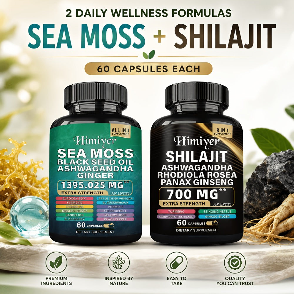Sea Moss and Shilajit Capsule Supplements in 60-Count Bottles with One- to Six-Bottle Options — image 1