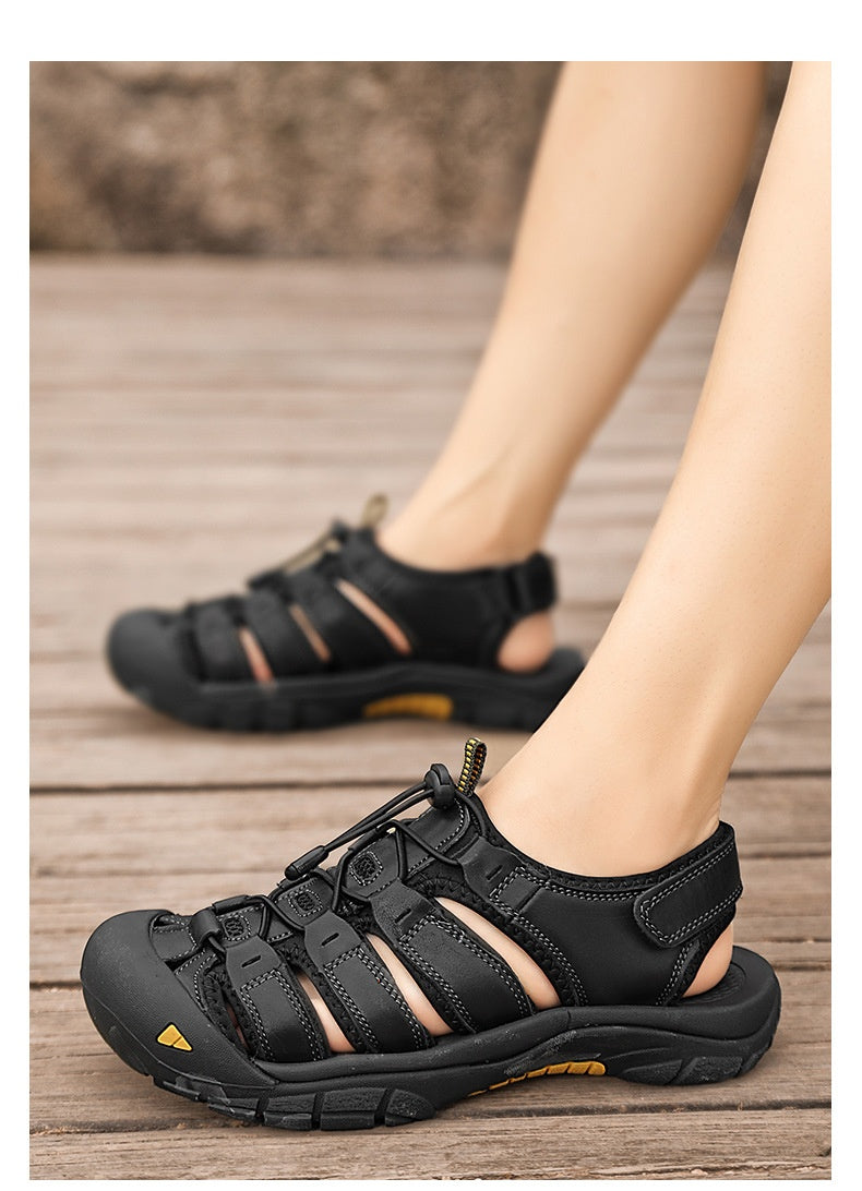 Top Layer Leather Plus Size Men's Beach Sandals