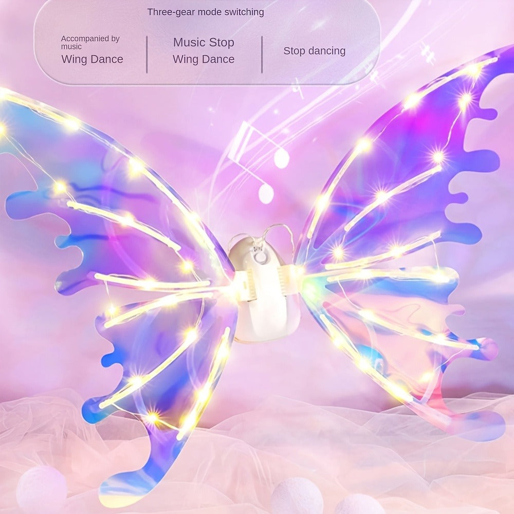 LED Butterfly Wings Glow in the Dark, Motion Sensor & Music Activated Color Changing Lights, Magical Costume Wings for Girls 