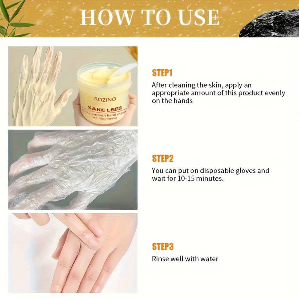 Hand Mask Cream 280g Moisturizing Brightening with Licorice & Distillers Grains – Deep Hydration for Dry Rough Peeling Hands 