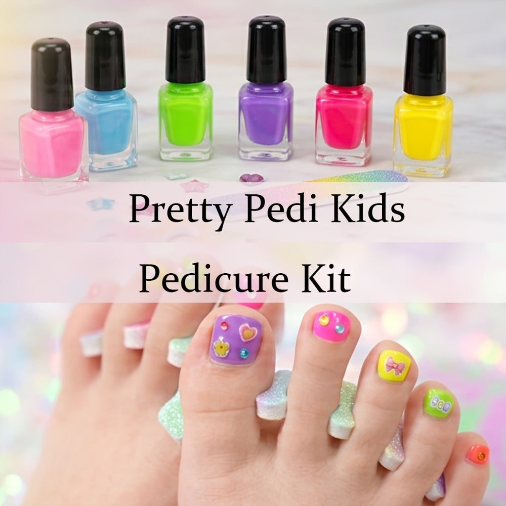 Pedicure Play Set for Girls 8+, 320+ Pieces Pretend Spa Kit with Colorful Nail Polishes & Stickers — image 4