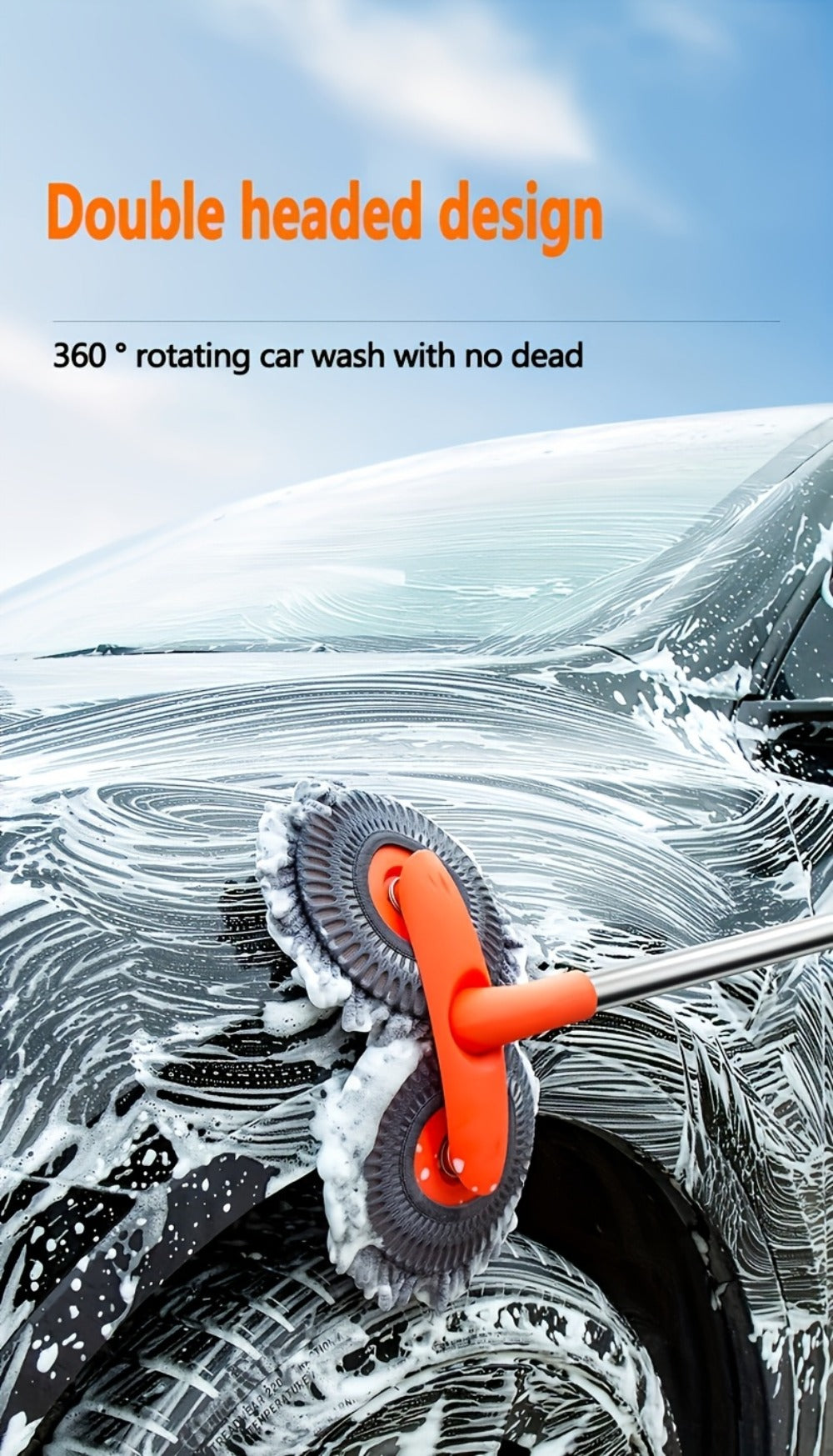 Car Wash Mop with Three-Stage Extension Handle, Rotating Microfiber Head and Replacement Head Option — image 14