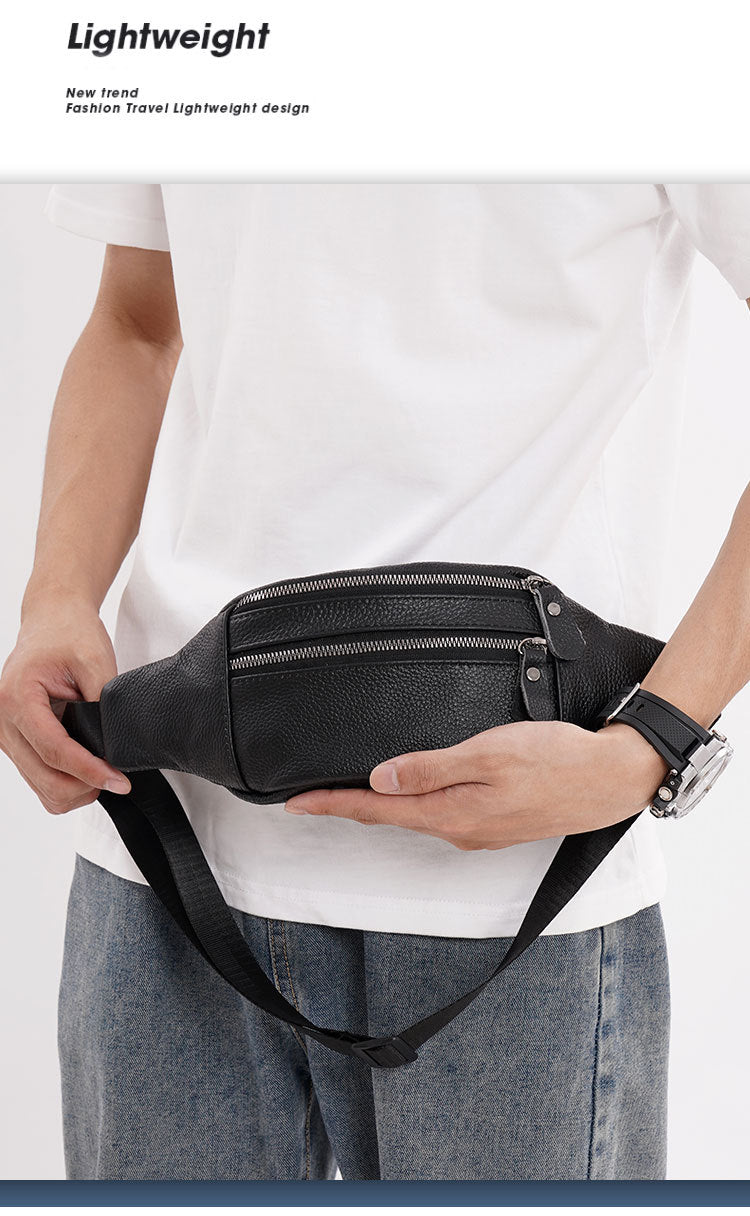 Genuine Leather Sports Waist Pack For Men, Invisible Running Pack