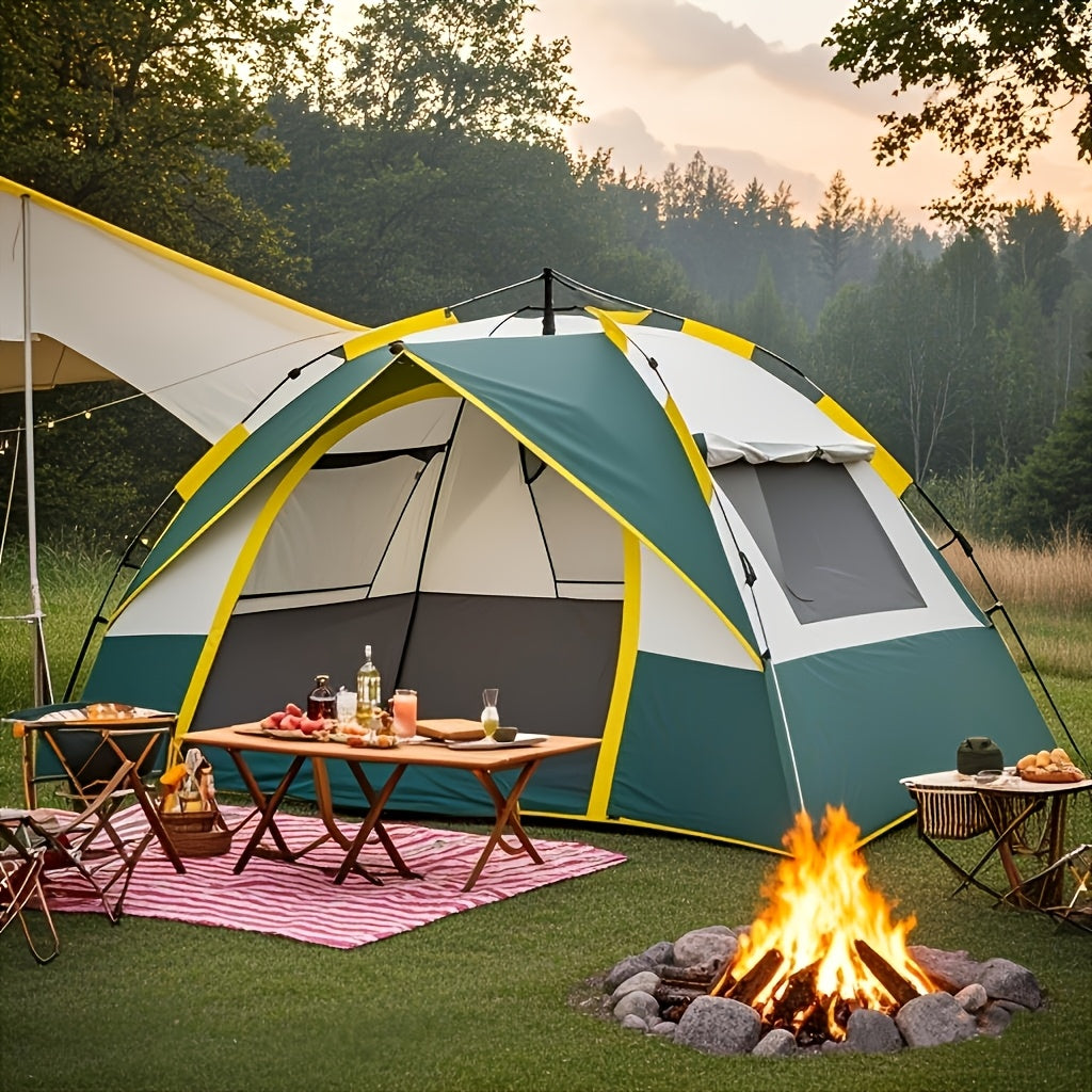 Camping Tent Instant Pop-Up with Dual Doors, Mesh Windows and Green or Beige Size Options for Outdoor Camp Setup — image 1