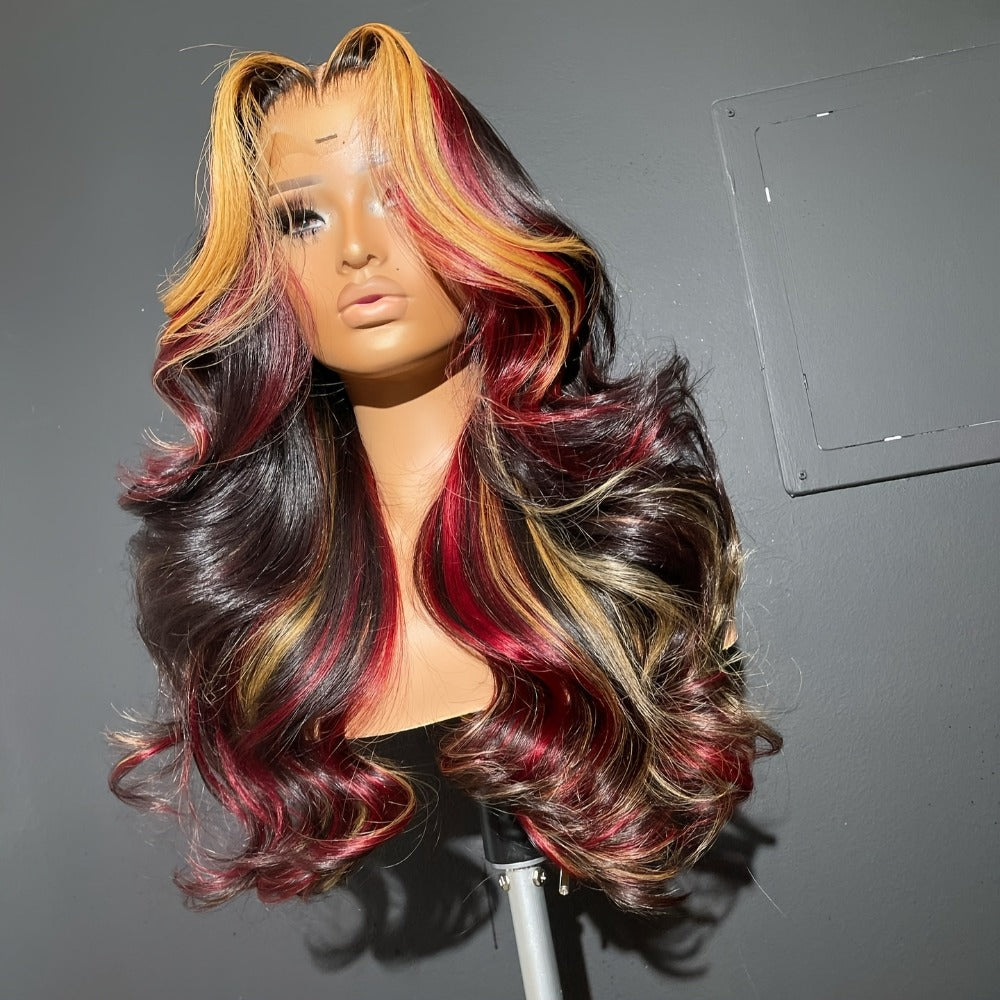 Lace Front Wig 28in Body Wave Highlight Style with 13x4 HD Lace, 180% Density, Combs and Strap — image 8