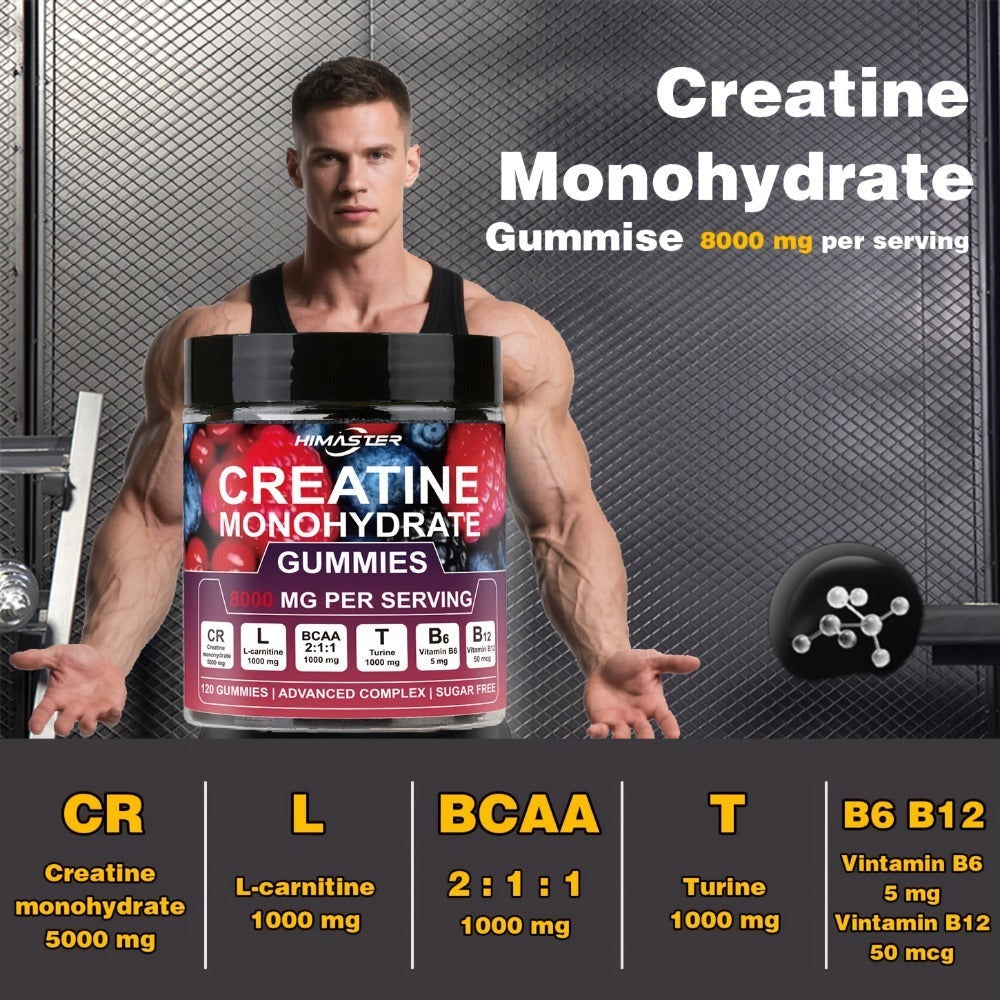 Creatine Monohydrate Gummies 8000mg Blueberry Flavor, with L-Taurine, BCAA, Vitamin B6 & B12 — image 6