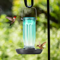 Bird Waterer Outdoor Hanging Glass Wild Bird Water Dispenser with Metal Handle – Gravity Fed Garden Yard Patio Tree Bird Feed