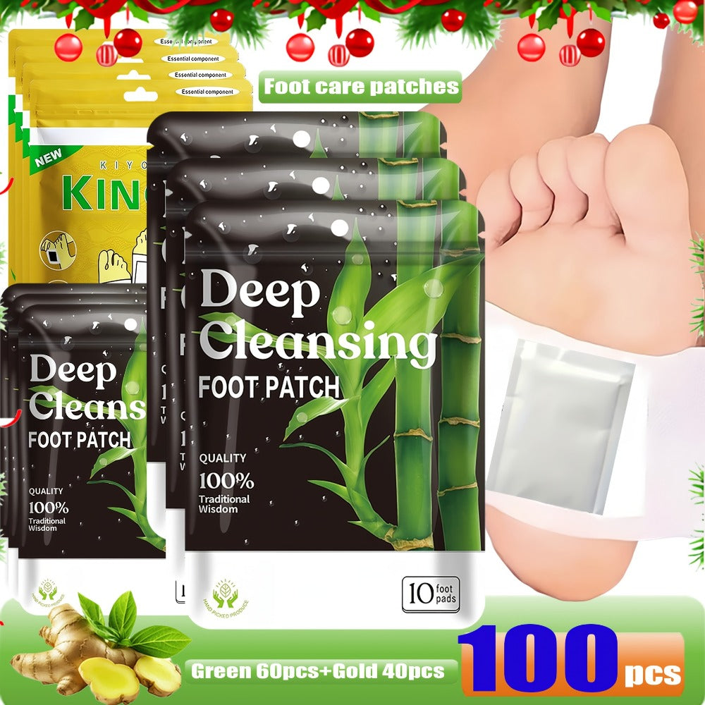 Foot Detox Pads 100pcs Overnight Bamboo Vinegar & Ginger Powder – Deep Cleansing Alcohol-Free Natural Plant Patches — image 2