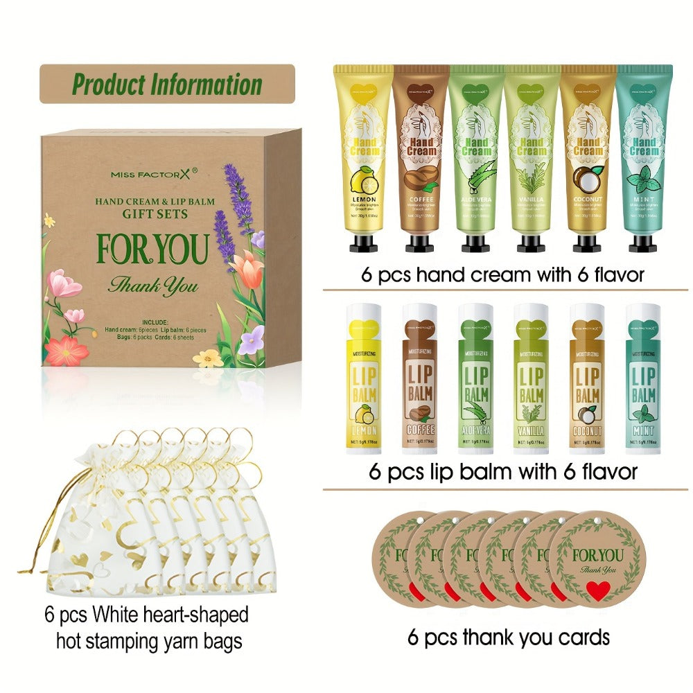 Bridal Shower Favor Set with 24 Hand Creams, Lip Balms, Thank You Cards and Heart Gift Bags — image 2
