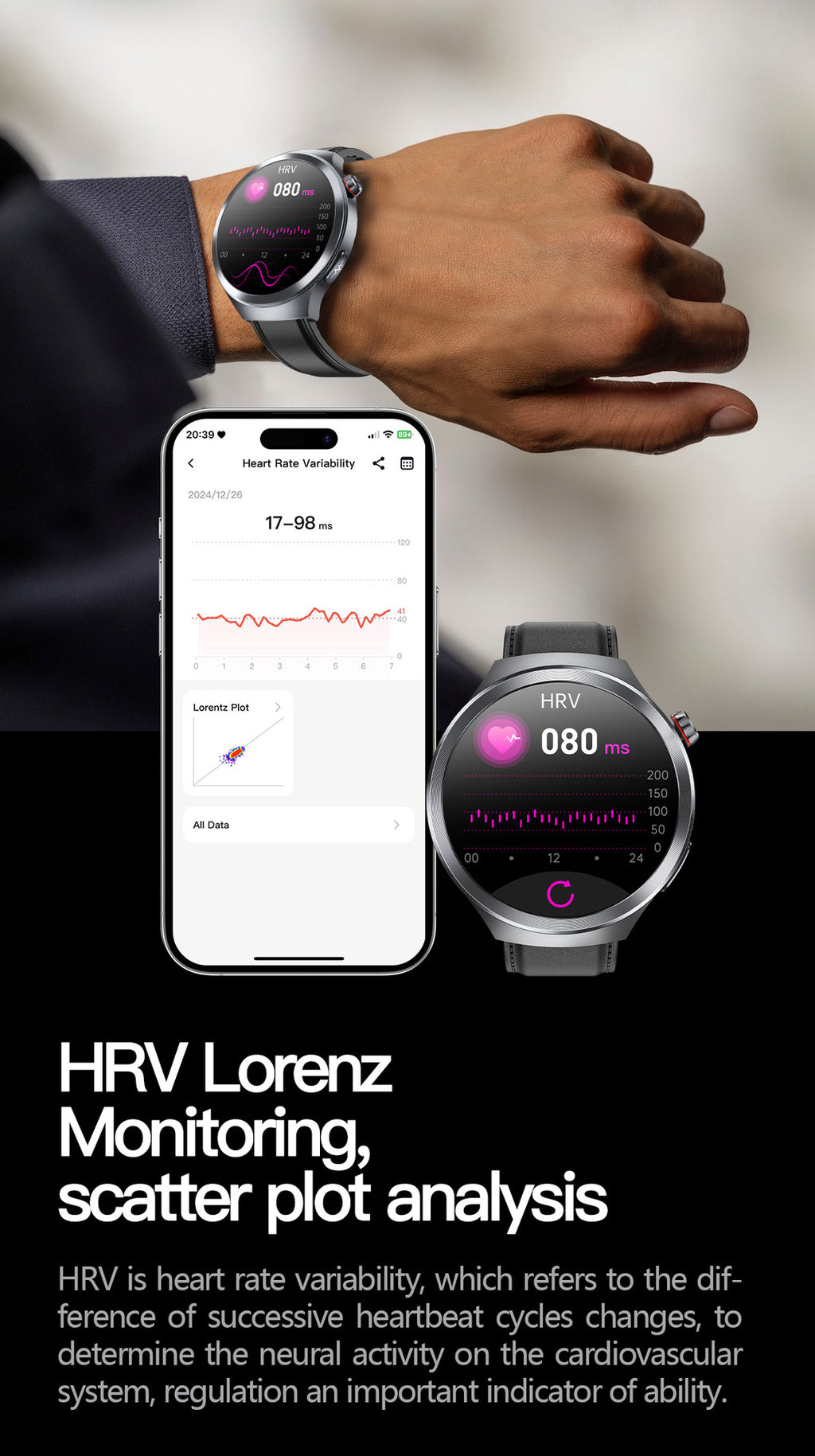 Smart Watch AMOLED Screen ECG Heart Rate Pressure Blood Oxygen Health