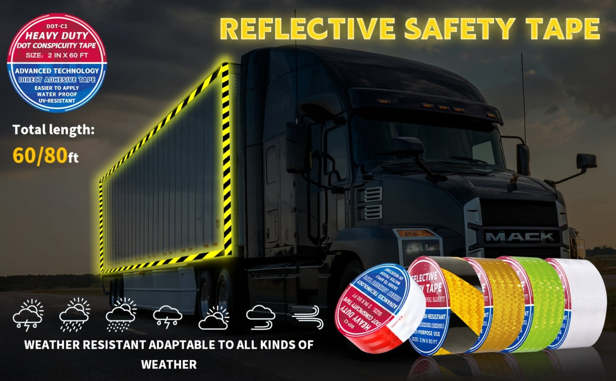 DOT-C2 Reflective Tape 2"x60' High Intensity Prismatic Self-Adhesive Safety Strip – Waterproof Wear-Resistant Ultra Bright fo