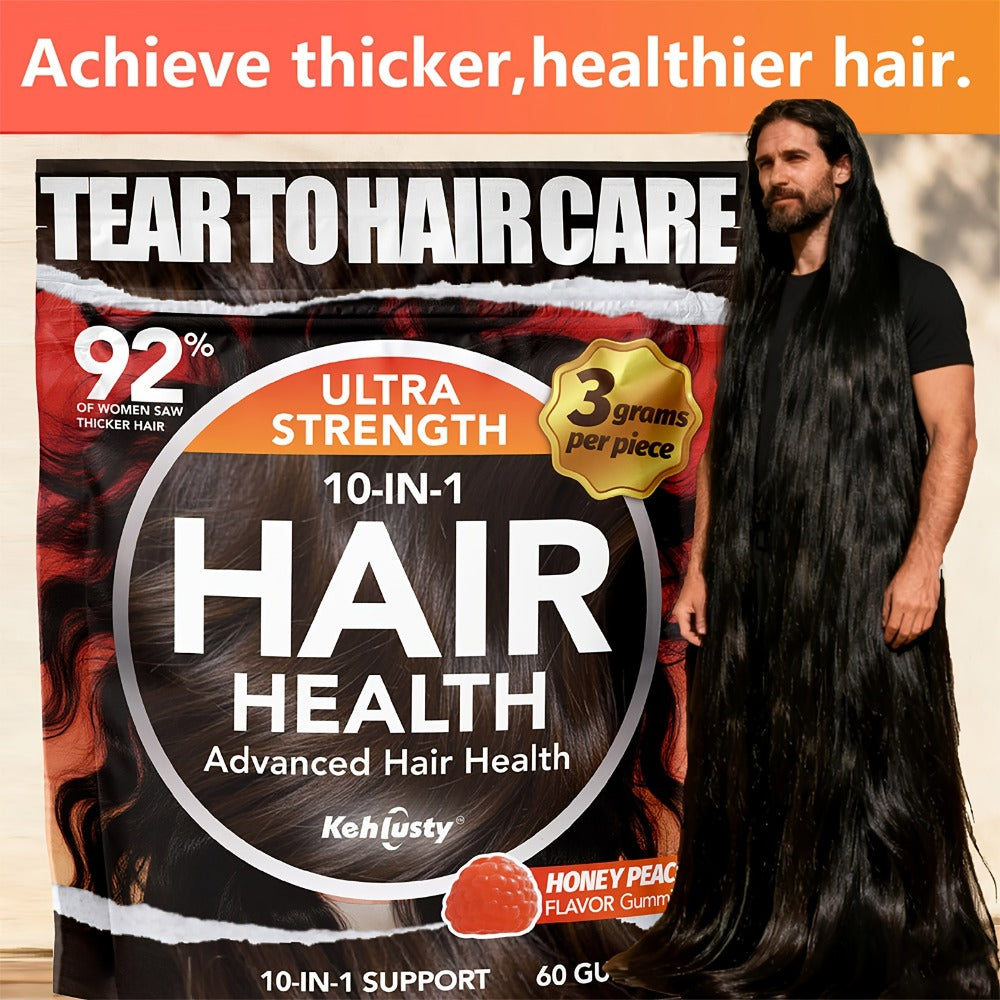 Biotin Gummies for Hair Growth with Collagen Complex Vitamin C & Ginger, 90 Chewable Gummies for Thicker Fuller Hair — image 