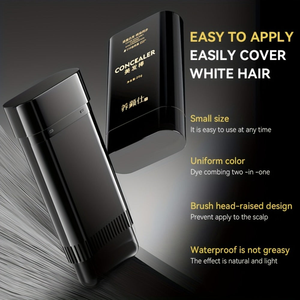 Instant Gray Root Concealer Hair Color Stick – Waterproof Sweatproof Non-Clumping Long-Lasting Formula with Built-in Comb App