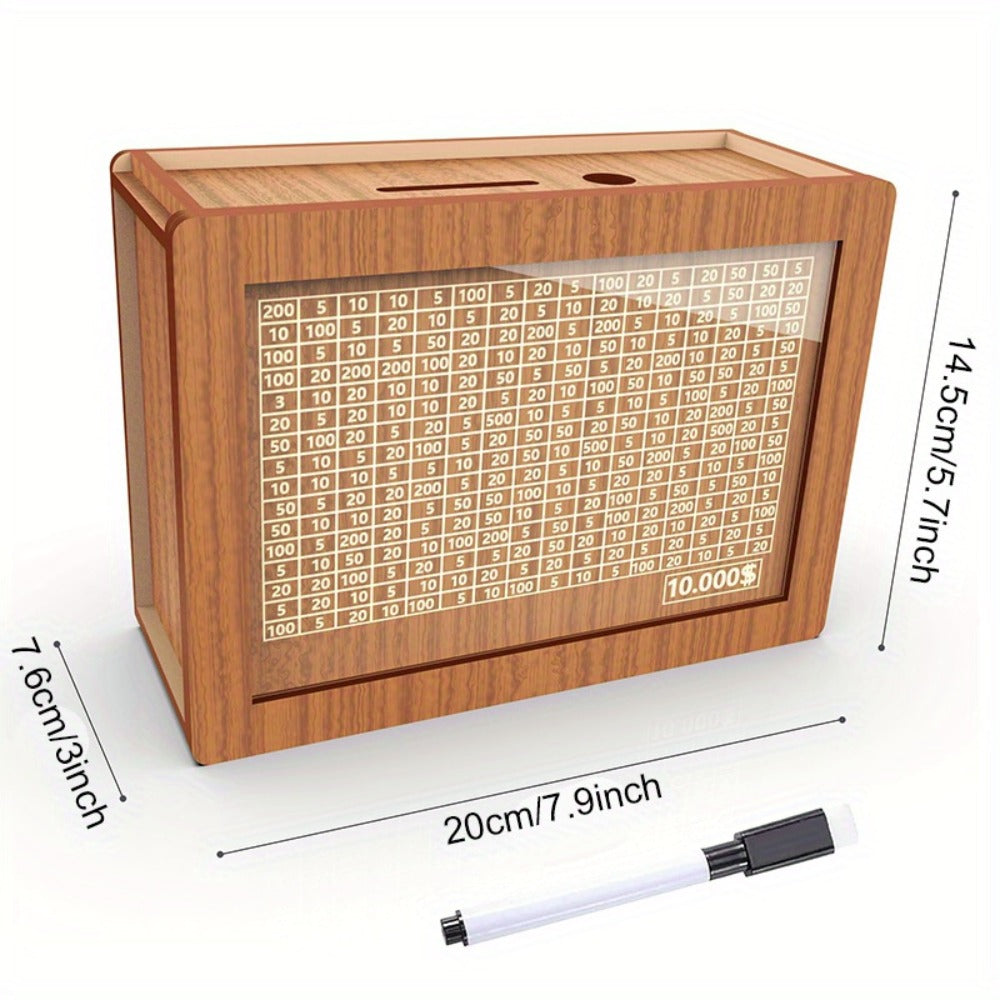 Wooden Savings Bank with Digital Counter 2-Pack, 7.87x5.7" Adult Coin Bank Holds $10, 000, Savings Goal Tracker Box — image 1