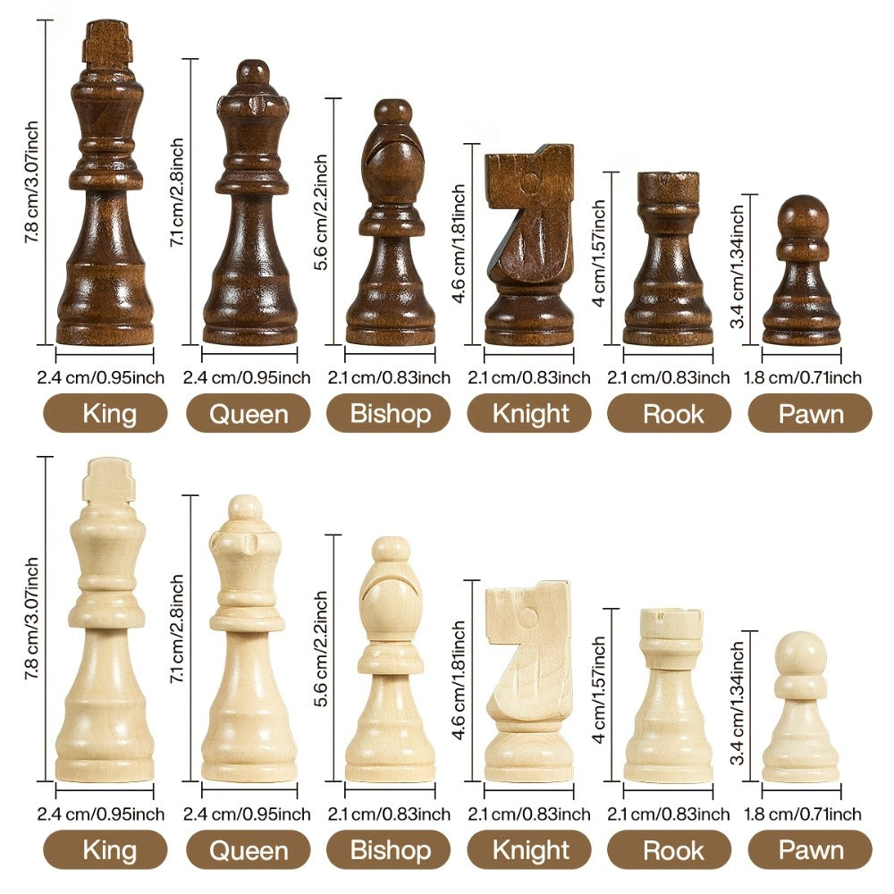 Magnetic Wooden Chess Set 15 Inch – Folding Portable Chessboard with Handmade Pieces, Tournament & Travel Chess Game for Adul