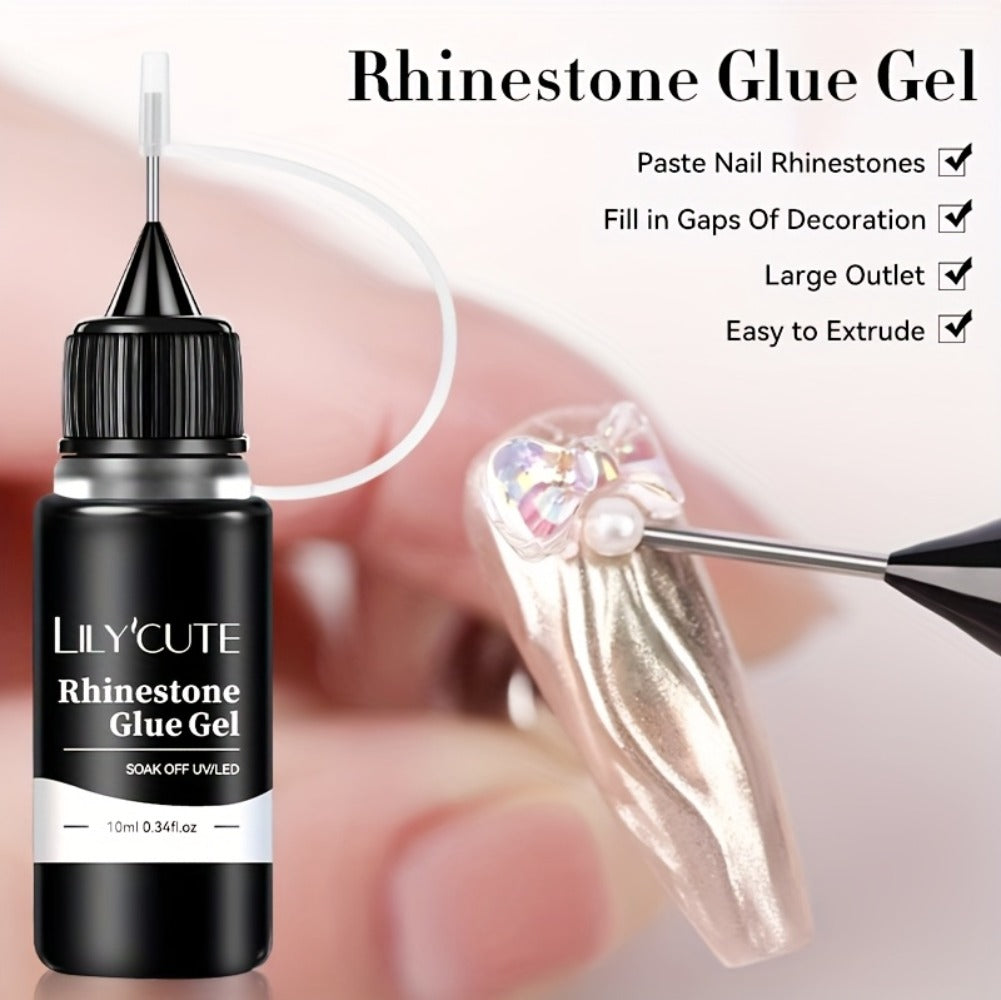 Nail Rhinestone Adhesive Gel 2pcs 0.34oz Clear Sticky Glue for 3D Nail Art Gems Charms Crystals Drill Jewelry — image 22