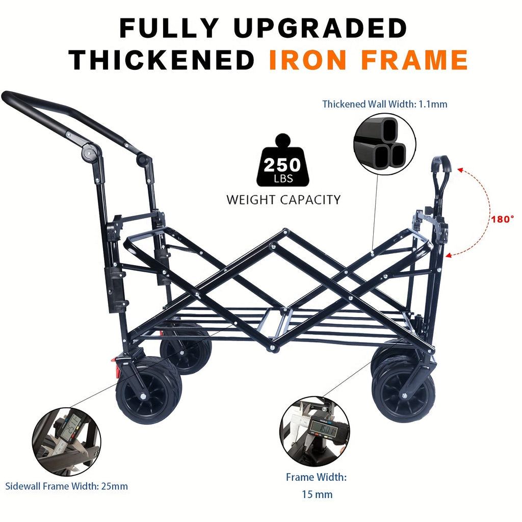 Folding Wagon Cart for Garden, Patio and Yard Use, with the Listed Configuration, for Everyday Use and Organized Storage — im