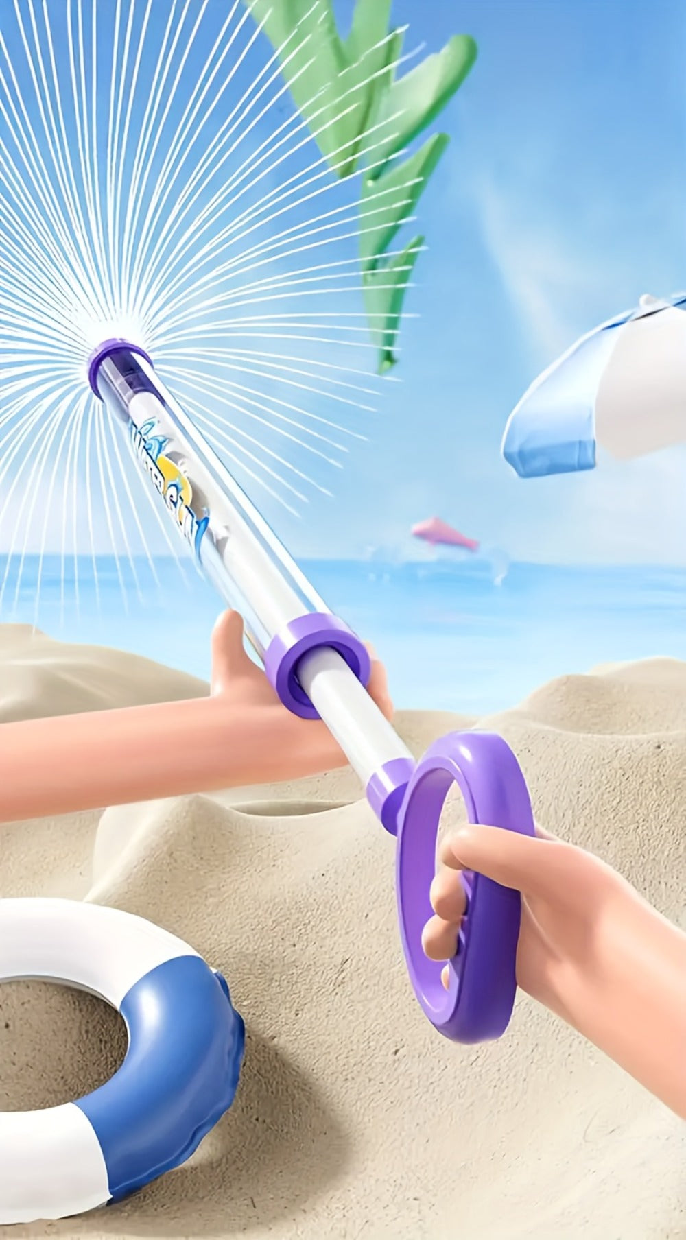 Firework-Shape Manual Water Blaster Set with Three or Six Pull-Push Wands in Blue, Purple and Pink — image 12