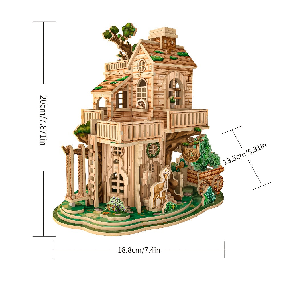 Rotating Merry-Go-Round Wooden Puzzle Kit, Mechanical Carousel 3D Model for Adults & Teens, DIY Kinetic Display Piece — image