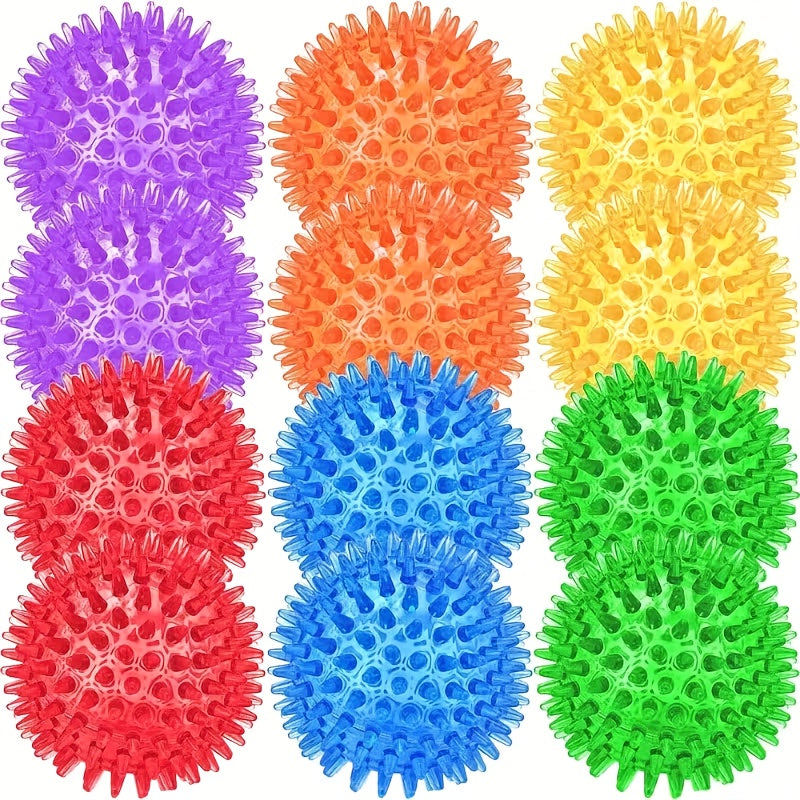 Dog Toy 12-Pack Random-Color Textured Rubber Squeaky Balls for Small and Medium Dogs, No Battery — image 6