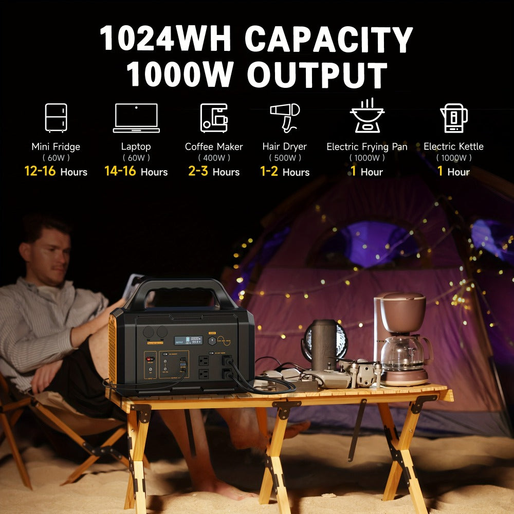 Portable Power Station 1075Wh/294Wh – 1000W/300W Solar Generator, Lithium Battery, 120V AC Outlet, for RV, Camping, Hiking — 