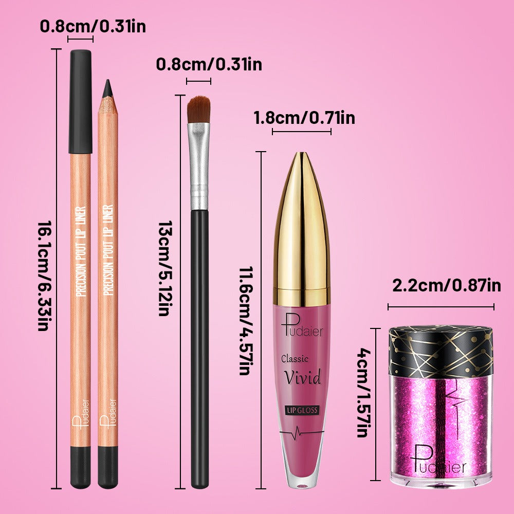 Four-Piece Glitter Lip Art Set with Loose Glitter Pot, Color Tube, Liner Pencil and Applicator Brush — image 7