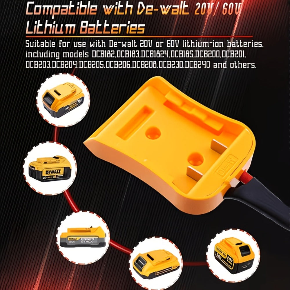 Jump Starter Cable with Adapter for DeWalt 18V 20V DCB Battery 0.98Ft & 6.56Ft Portable Car Emergency Start Kit ABS Housing —