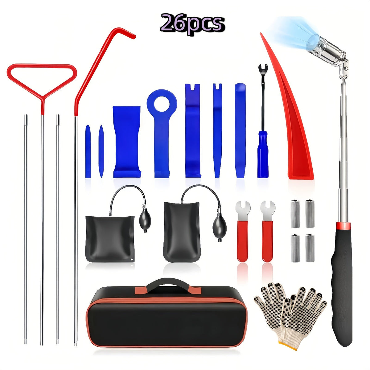 Air Wedge Pump Car Door Unlock Kit – Emergency Lockout Tool Set with Long Reach Grabber & Window Opening Gripper — image 11