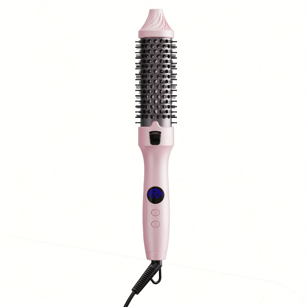 2-in-1 Hot Air Brush Straightener & Curler with Negative Ion Technology, Frizz-Free Blowout Brush with Adjustable Temp Contro