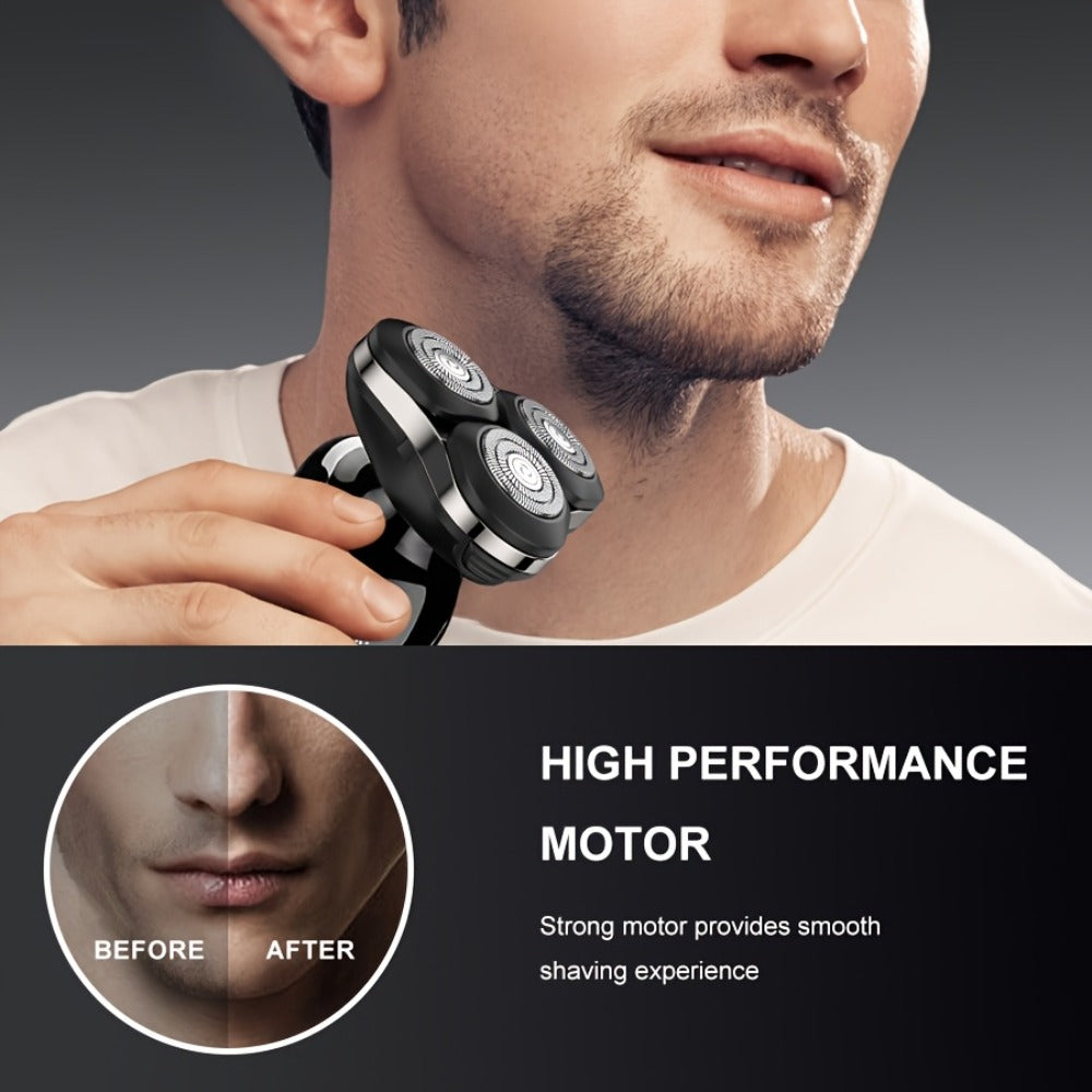 Black Three-Head Rotary Shaver with Digital Display in Standalone, Three-Piece or Four-Piece Sets — image 4