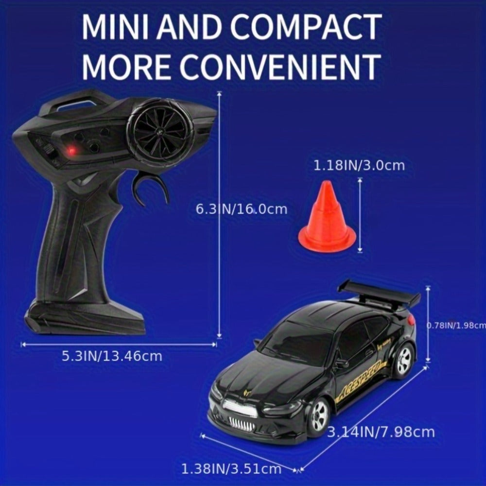 Mini RC Drift Sports Car 1:64 Scale with 4WD Layout, LED Details, Remote Controller and Two Color Options — image 2