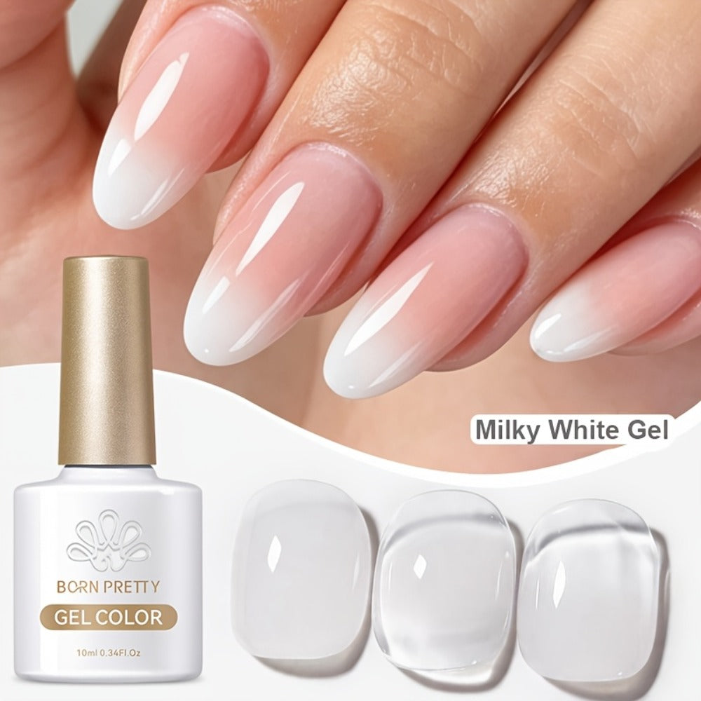 Gel Nail Polish in 10ml Translucent Jelly with 6 Milky, Snow-Glitter and Nude Shade Options — image 3