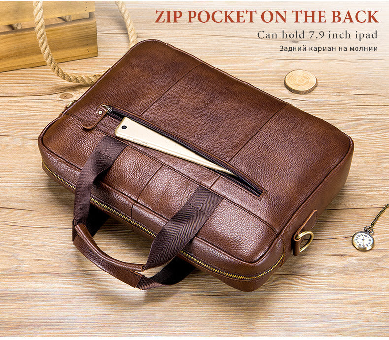 Full-grain Leather Large-capacity Men's Briefcase