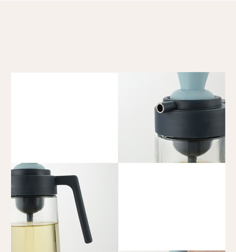 Household Kitchen Sauce Bottle Press Spice Jar Multi-functional Two-in-one Glass Oiler Containing Silicone Brush