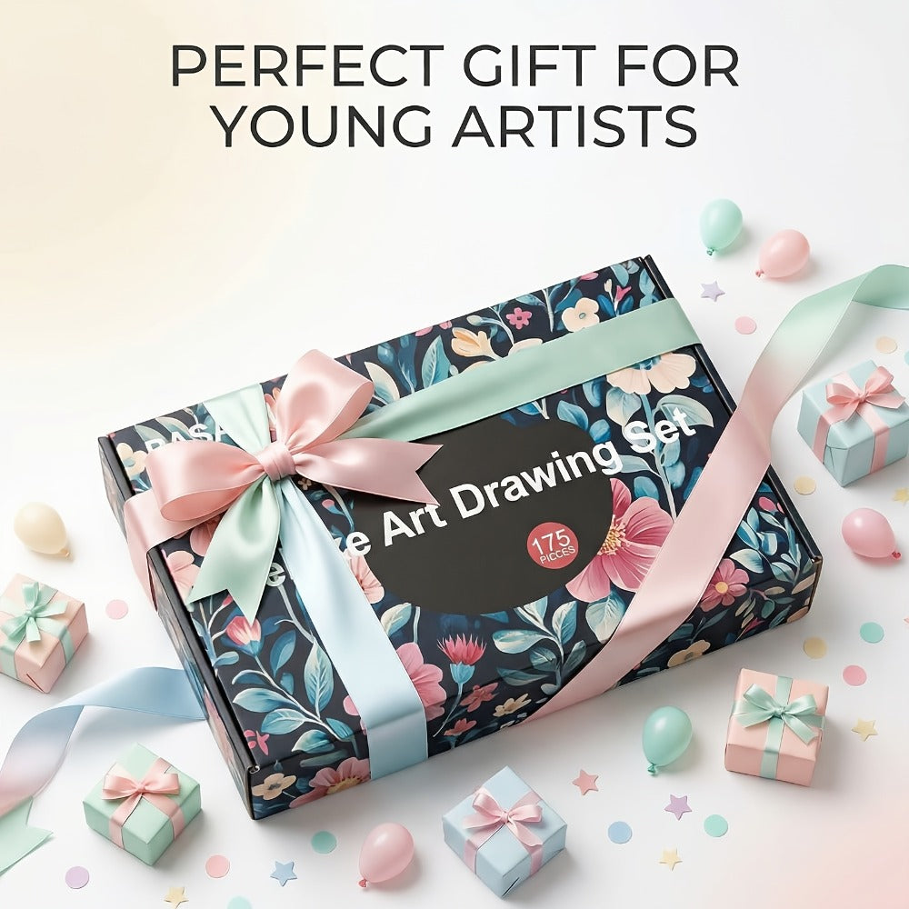 172 Piece Deluxe Art Set in Wooden Case with 2 Drawing Pads Crayons Acrylic with the Listed Color, Size or Set Options for Ev